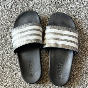 Adidas Kids Black and White Slide Sandals